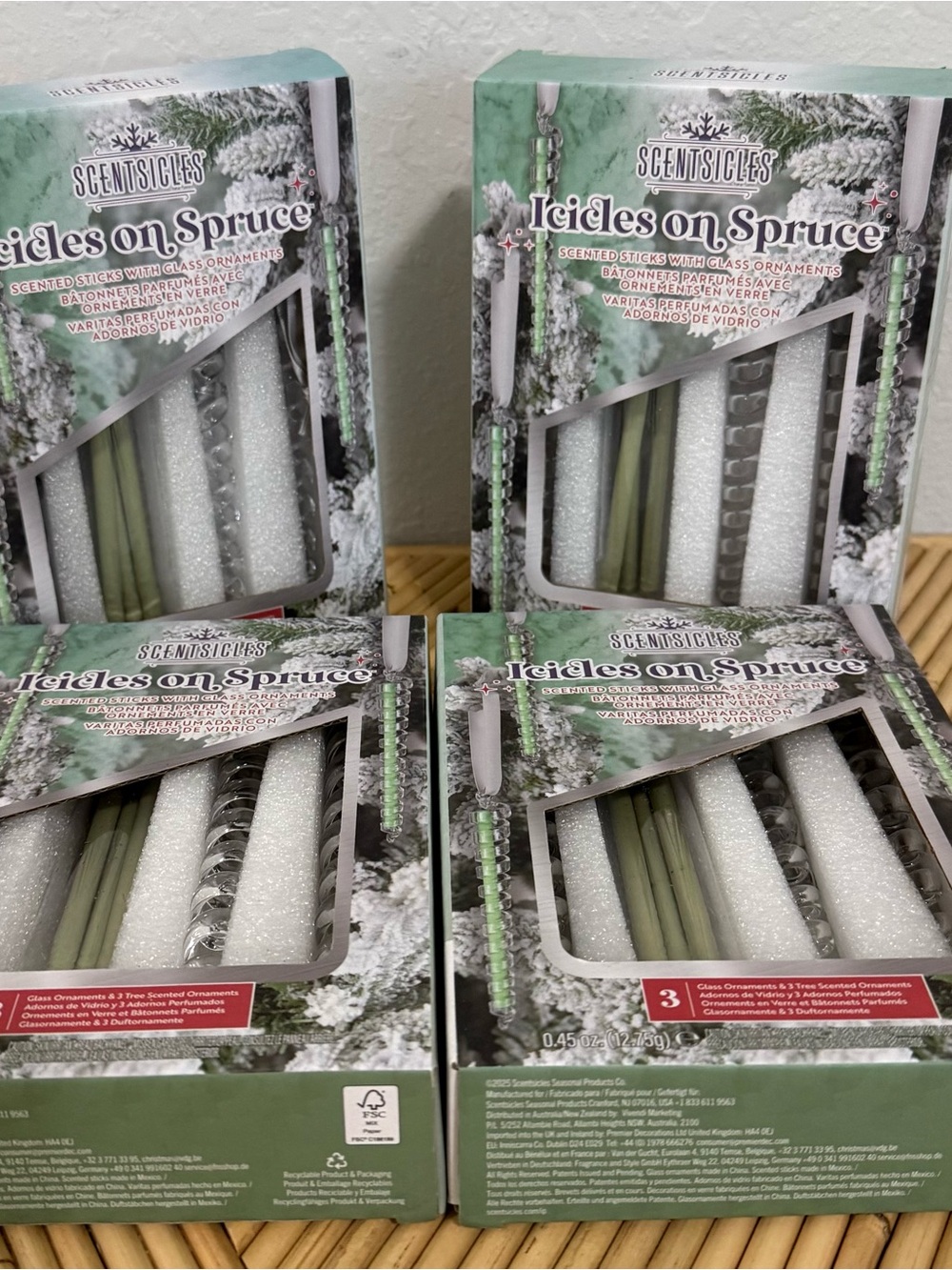 Scentsicles - 3 Scented Sticks & 3 Glass Icicles Ornaments per Box   (4 Boxes)